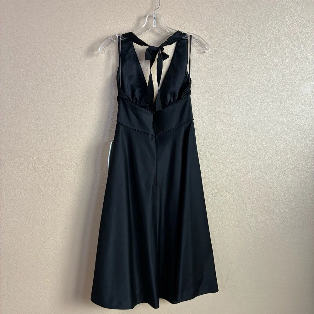 J Crew New Size 4 Black Wool Halter Plunge‎ Neck Fit Flare Cocktail Dress